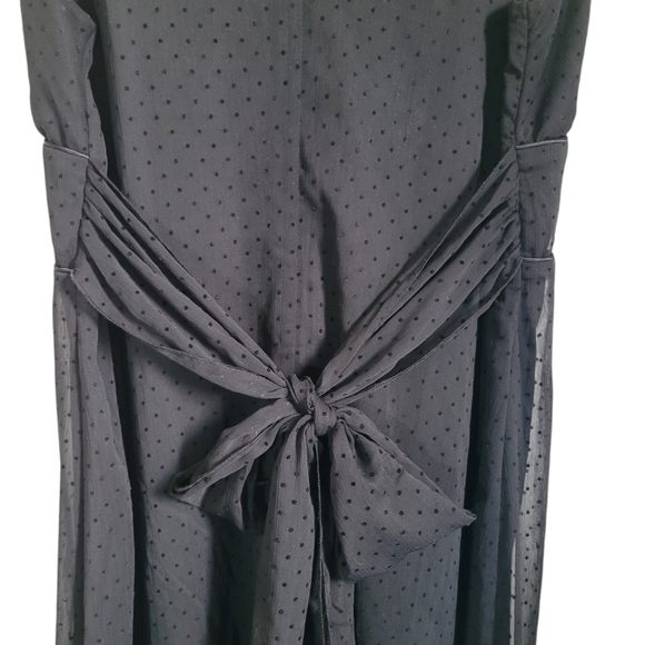 Bisou Bisou LBD Swiss Dot Sleeveless V Neck Elastic Waist w/Tie Belt Sz 14 - Picture 10 of 10